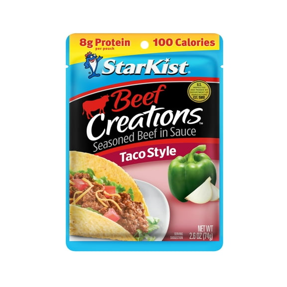 StarKist Beef Creations Taco Style Seasoned Beef in Sauce, 2.6 oz Pouch