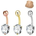 thumbnail image 2 of Navel Ring Cubic Zircon Charming Stainless Steel Belly Button Body Piercing Jewelry for Women, 2 of 9
