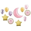 Twinkle Twinkle Little Star Gold Crescent Pink Moon Baby Girl Shower Balloon Bouquet Decorating Kit 11 Piece Mylar and Latex Balloons Set -Plus (1) 66' (66 Foot) Roll of Curling Balloon Ribbon