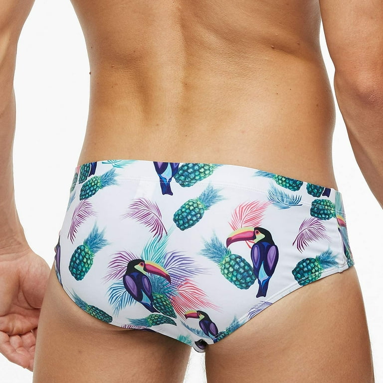MIZOK Mens Swimming Trunks Sexy Bikini Briefs Swimsuit Hot Print Tree M 