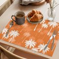 thumbnail image 3 of Tropical Palm Tree Placemats Set of 4 Orange White Plants Coastal Leaf Beach Place Mats Indoor Wipeable Table Mats Washable Cloth Dining Table Placemats for Kitchen Holiday Party Decor 13x19 Inch, 3 of 9