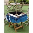 thumbnail image 4 of Outdoor Tablecloth with Umbrella Hole for Patio/Picnic/Party/Camping, Abstract Blue Black Waterproof Table Cloth Round Cover Washable, Modern Geometric Color Blocks (Dia 60"), 4 of 8