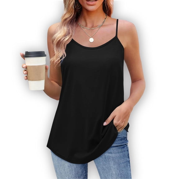Aloohaidyvio Tank Tops for Women ,Summer Casual Soft Adjustable Spaghetti Strap Flowy Camisole Top