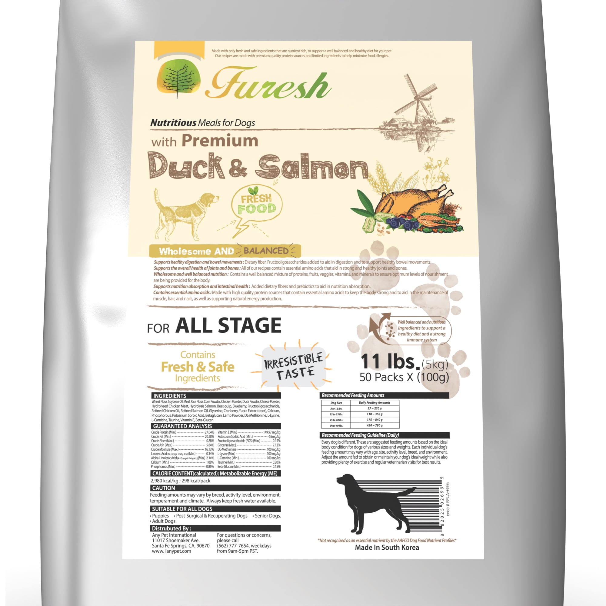 FURESH Limited Ingredient Dry Dog Food, Duck & Salmon Recipe, 11 lb Bag