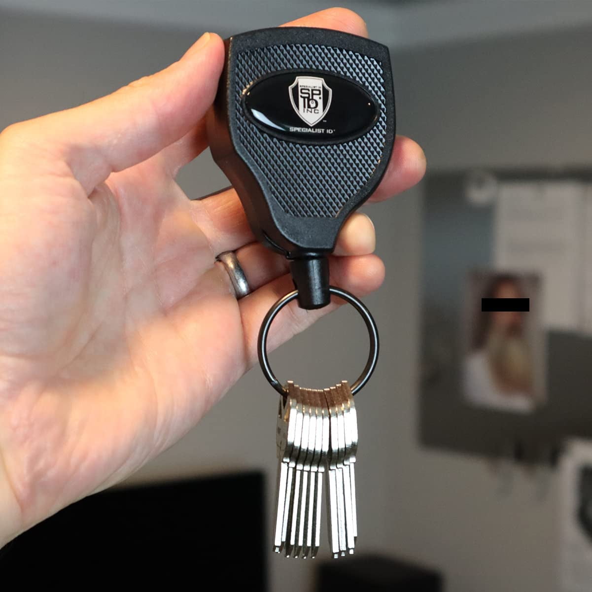 2 Pack - Super Heavy Duty Retractable Keychain - 8oz or 10 Keys - Durable 48” (4 Ft) Kevlar Lanyard - Rugged Polycarbonate Key Chain Ring Reel Badge Holder w/Steel Belt Clip by Specialist ID (Black)