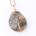 thumbnail image 1 of Tree of Life Water Drop Necklace & Pendant Rose Gold Wrap Wire Natural Gem Stone, 1 of 6