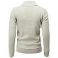 thumbnail image 3 of Mens Casual Slim Fit Knitted Pullover Sweaters Shawl Collar Solid Patterned Long Sleeve (CMOSWL077), 3 of 6