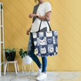 thumbnail image 4 of FORMRS Womens Canvas Tote Bag with Zipper Inner Pocket Shoulder Handbag, Blue Cats and Hearts, 4 of 7