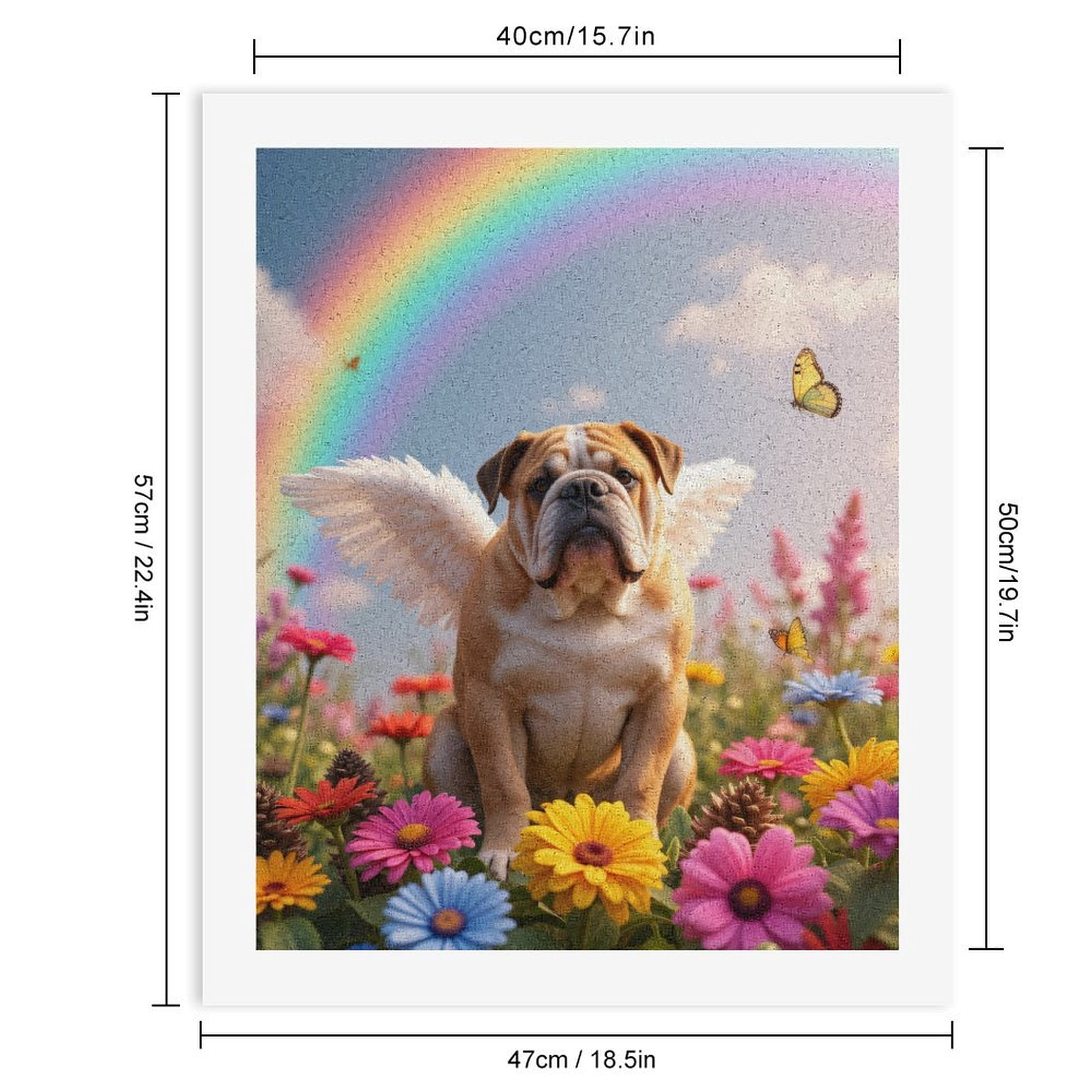 Paint By Numbers Kit for Adults Beginner - Angel Dog In Flower Meadow DIY Canvas Painting Kits for Adults, Frameless Paint By Number for Adults for Home Wall Decor 16x20 Inch