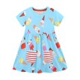 thumbnail image 2 of Cethrio Kids Girls Dresses, Printed Short Sleeve Casual Cotton Summer Dresses Light Blue Size 6 T, 2 of 6