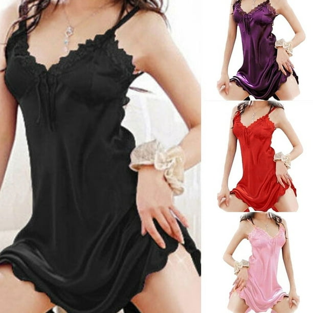 Elegant Silk Nightwear Women Long Nightgown Nightie Sleepwear Dresses  Clothes Plus Size 