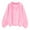 Pink, variant on Admvng Womens Tops Casual Loose Solid Color Threaded Splicing Long Sleeved-Neck Top, Size S-2XL