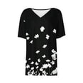 thumbnail image 5 of Njagoc3 Womens Breathable Polyester Blend Floral V-Neck Short Sleeve Relaxed Fit Tee, 5 of 6
