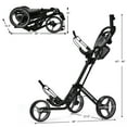 thumbnail image 2 of Gymax 3 Wheels Foldable Golf Push Pull Cart Trolley w/ Mesh Bag Foot Brake Grey, 2 of 10