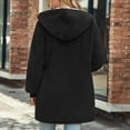 thumbnail image 3 of Abrigo de polar de peluche para mujer con cremallera, chaqueta con capucha de gran tamaño, sudadera con capucha de invierno larga, holgada, cálida y esponjosa con bolsillos, 3 of 5