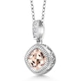 thumbnail image 2 of Gem Stone King 1.35 Ct Cushion Peach Morganite 925 Sterling Silver Pendant with Chain, 2 of 3