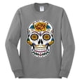 thumbnail image 2 of Wild Bobby Day Of The Dead Sugar Skull Pop Culture Men Long Sleeve Shirt, Heather Grey, XX-Large, 2 of 5