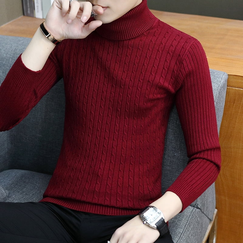 Byte Legend Men's White Turtleneck Sweater Christmas Cotton Winter, Size: Small, Red