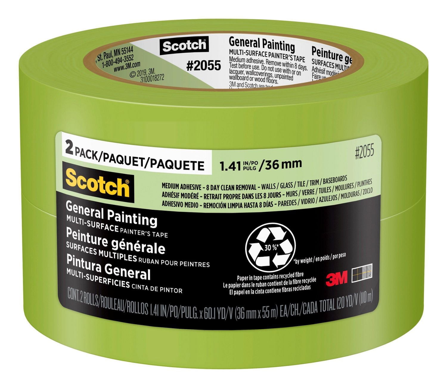 Scotch® General Painting Multi-Surface Painter's Tape 2055, 2 Pack