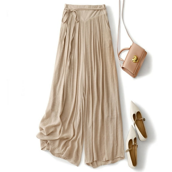 SNKSDGM Women's Plus Womens Summer Pants for Work Linen Pants Women Summer Women's Loose Solid Color Casual Wide Leg Pants