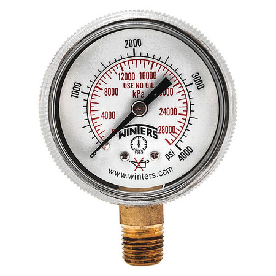 Pressure Gauge,Glycerin Filled,2-1/2" Dia,0-60 psi,1/4 NPT lower mount