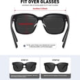 thumbnail image 6 of Women's Trendy Large Square Polarized Fit-over Sunglasses Black, 6 of 6