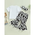 thumbnail image 4 of Bagilaanoe 2pcs Toddler Baby Girl Long Pants Set Letter Print Short Sleeve T-shirt Tops + Flare Trousers + Headband 6M 12M 18M 24M 3T 4T Kids Casual Outfits, 4 of 8