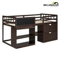 thumbnail image 2 of Low Loft Bed Twin Size with Rolling Desk, Storage Shelves and Chalkboard, Loft Bed with Storage Drawer and Full-Length Guardrail, Twin Loft Bed, Espresso, 2 of 12