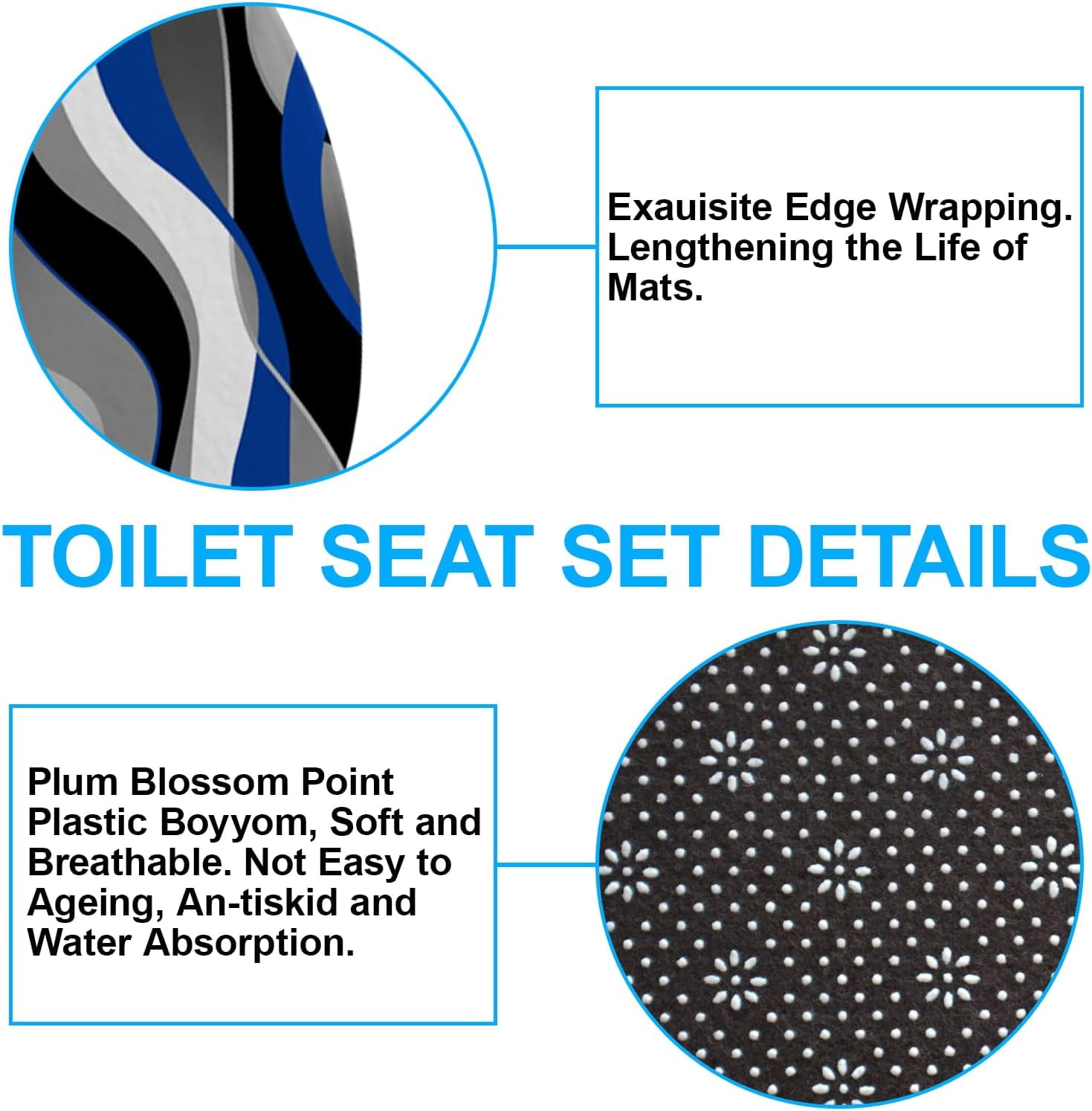 4Pcs Pink Shower Curtain Sets with Non-Slip Rugs, Toilet Lid Cover and Bath Mat, Black and Gray Bathroom Decor Set Accessories Fabric Waterproof Shower Curtains with 12 Hooks, 72 x 76 Inch