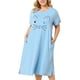 thumbnail image 1 of Women's Plus Size Nightgown Cat Print with Pocket Sleep Dress Sleepwear Light Blue 2X, 1 of 6
