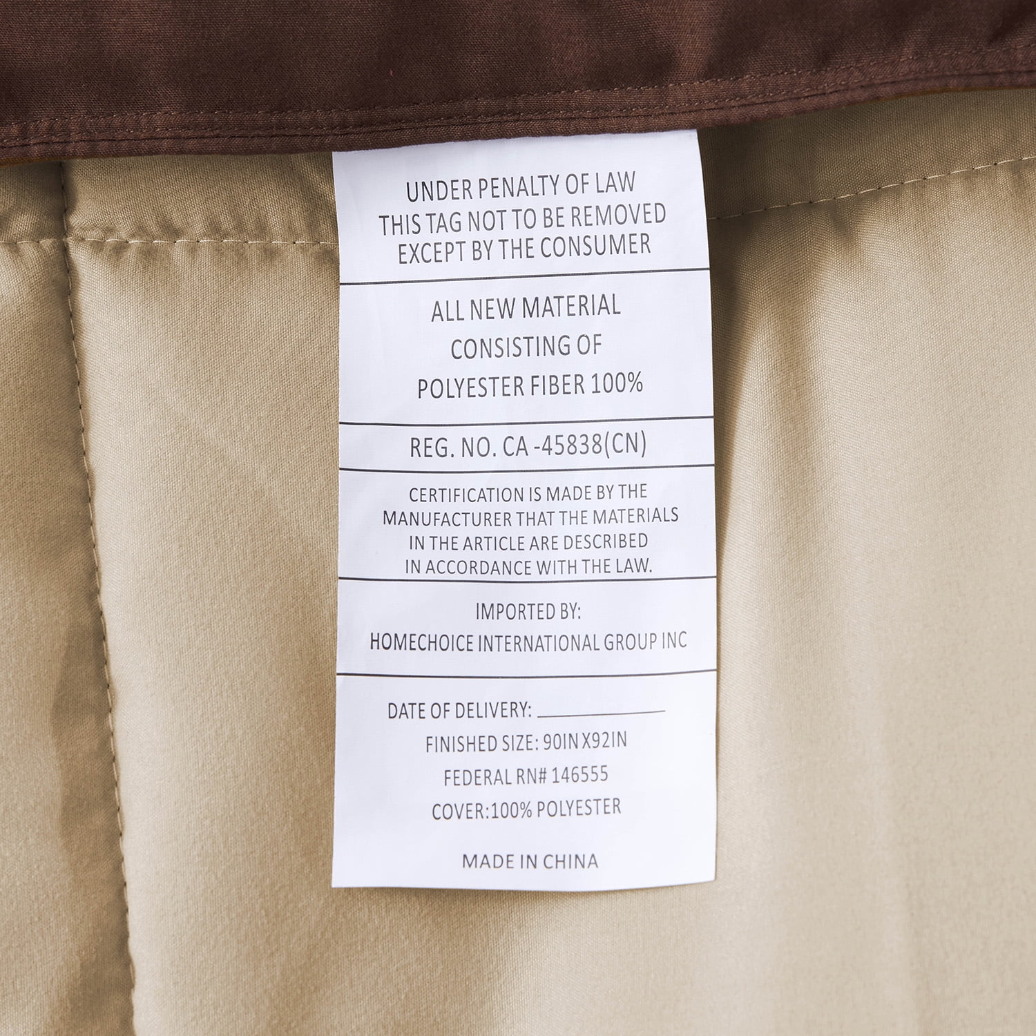 HIG Light Weight Down Alternative Comforter, King, Chocolate, Reversible