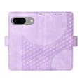 thumbnail image 3 of ELEHOLD For Google Pixel 8 Leather Wallet Phone Case, Embossed Diamond Folio Flip Cover, Card Holder Cash Slot, Stand Support, Wrist Strap Lanyard -Purple, 3 of 11