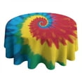 thumbnail image 4 of Colorful Rainbow Tie Dye Spiral Pattern Round Tablecloth 60"x60",Wrinkle Wipeable Table Cloth for Kitchen Dining Room Picnic Patio Party, 4 of 6