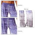thumbnail image 5 of Pantalones Sueltos Pierna Ancha Cintura Alta Degradado Cordón Cinturón Ajustable Impresión Pantalones Casuales Púrpura XL, 5 of 5