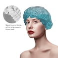 thumbnail image 3 of YFYANG Femmes Double Imperméable Shower Cap, Bleu Lignes Abstraites Cheveux Réutilisables Cap pour Tous les Styles de Cheveux et les Tailles de Tête, 3 of 6