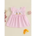 thumbnail image 2 of ZINTAOZT Baby Girl Stripe Summer Dress Ruffle Sleeveless Bunny Embroidery Loose Dress Toddler Easter Vacation Dress, 2 of 8