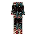thumbnail image 4 of Ensemble Deux Pièces Grande Taille pour Femmes 2 Pcs Pyjama Confortable à Manches Longues Col Rond Ensemble de Sport Manches 3/4 en Solde, 4 of 5