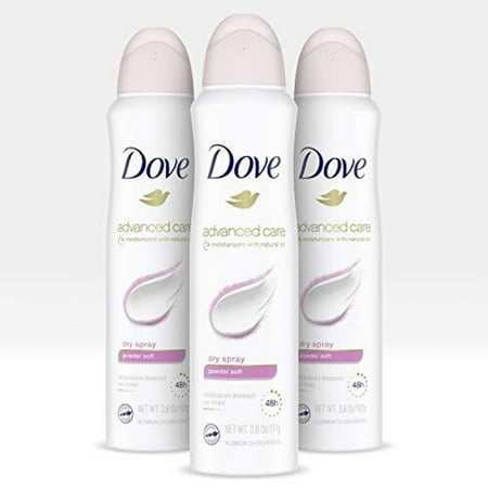 Dove Advanced Care Dry Spray Antiperspirant Deodorant for Women Powder Soft for 48 Hour Protection And Soft And Comfortable Underarms 3.8 Ounce (Pack of 3)