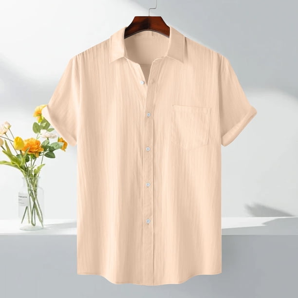 pstuiky camiseta de hombre, Camisa informal de manga corta con cuello vuelto y cuello redondo de color liso para hombre ropa de hombre m