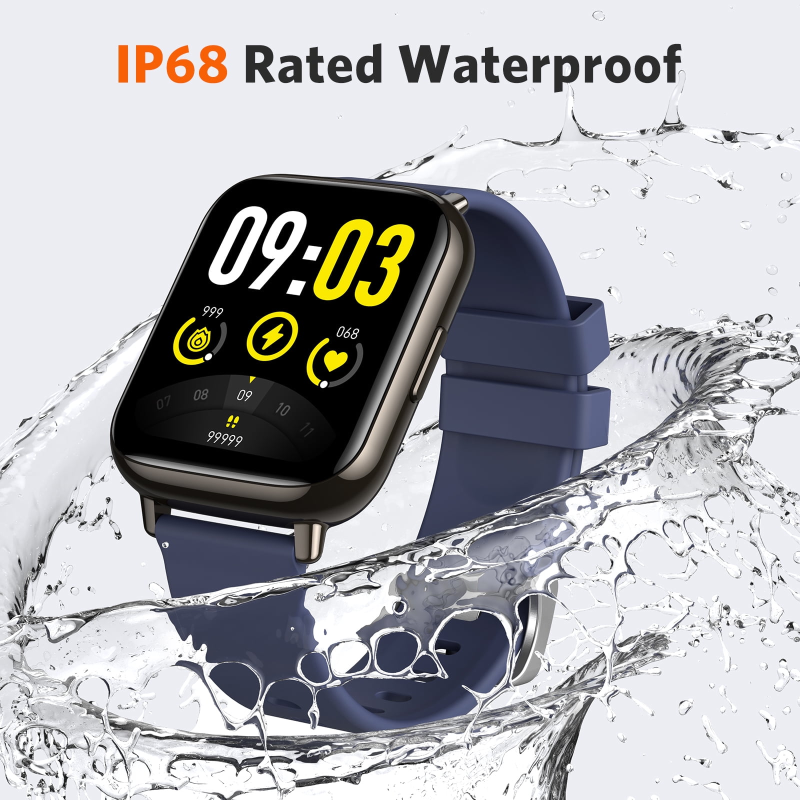AGPTEK 42mm Smartwatch Compatible with Android and iPhone Heart Rate Monitor DIY Watch Face and Multiple Sports IP68 Waterproof LW31 Blue Walmart