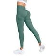 thumbnail image 2 of BLOCLOALO Yoga Pants Stretch Pants High Waist Long Yoga Solid Color Breathable Running Fitness Pants Tummy Control Pants for Women Butt Lifting Leggings Womens Compression Leggings Green M, 2 of 5