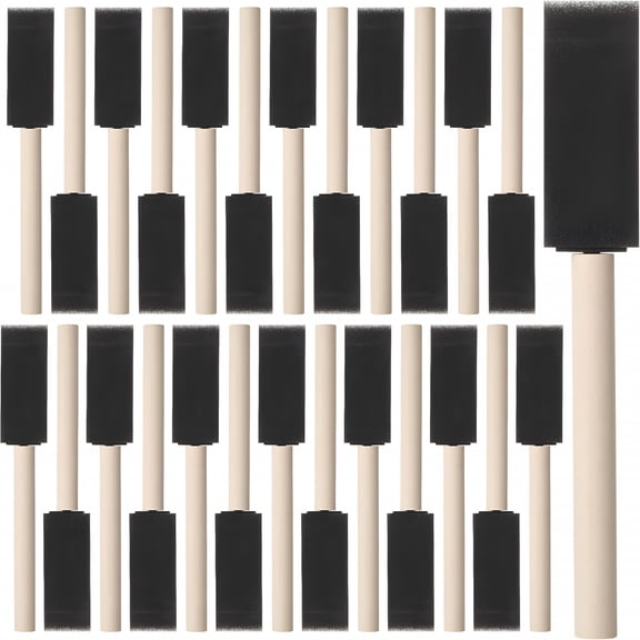CCOCC 26 Pack 1 Inch Foam Paint Brushes with Wood Handle, Sponge Applicators for Staining & DIY Crafts