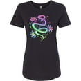thumbnail image 3 of Inktastic Magical Colorful Snake with Flowers Women's T-Shirt, 3 of 5