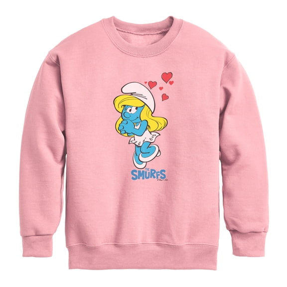 Smurfs - Smurfette Hearts - Youth Boys Crew Fleece Sweatshirt