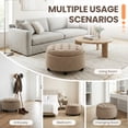 thumbnail image 2 of COLAMY Fabric Round Storage Ottoman, Multi-Functional Footrest and Coffee Table with Reversible Tray Lid, Camel, 2 of 9