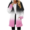 thumbnail image 3 of Pounoo Women's Winter Long Flannel Jackets Zip Up Hooded Vintage Colorblock Western Coats Fleece Lined Winter Coat with Side Pockets Gift, 3 of 5
