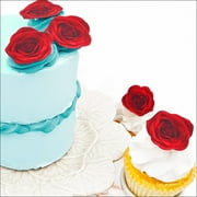 Sugar Robot Inc. Edible Wafer Red Roses - Premium Crafted Made in the USA Cake and Cupcake Toppers, Decoration (Rose)
