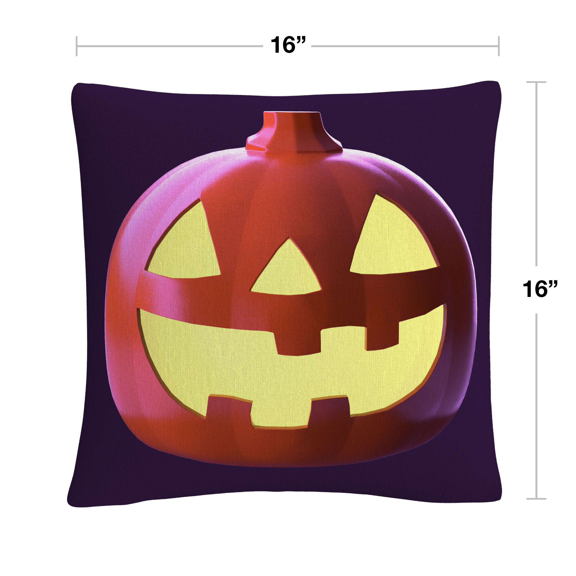 3D Jack O Lantern Yellow Light Halloween By Abc 16 X 16 Decorative Throw Pillow
