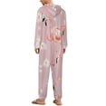 thumbnail image 6 of Flamingo Floral Pattern Unisex Adult Onesie Pajamas with Pockets for Women Men Hooded Loungewear, 6 of 8