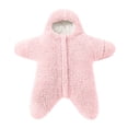thumbnail image 4 of Atogsazn Newborn Boys Girls Fuzzy Jumpsuits Infant Baby Plush Zip Up Long Sleeve Hooded Romper Bodysuits Winter Warm Clothes A-Pink 6-12 Months, 4 of 5